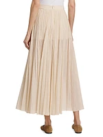 Crinkled Cotton Plissé Maxi Skirt