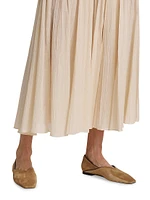 Crinkled Cotton Plissé Maxi Skirt