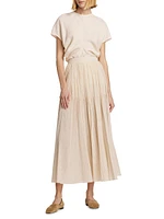 Crinkled Cotton Plissé Maxi Skirt