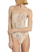 Floral Smocked One-Piece Swimsuit