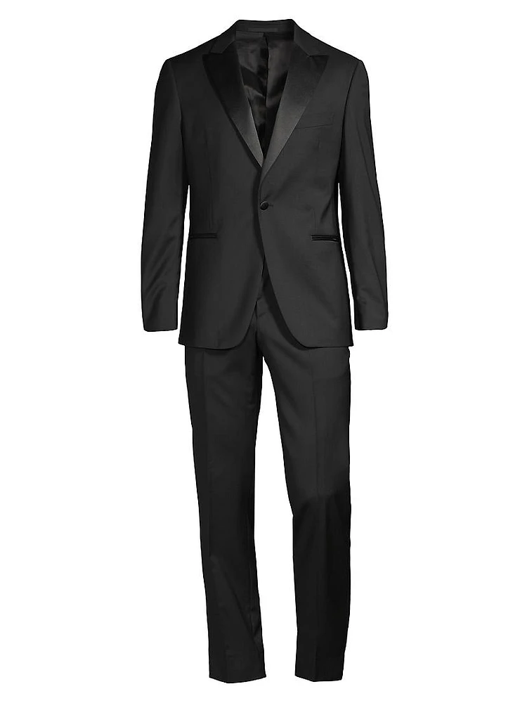 Stretch-Wool Peak-Lapel Tuxedo