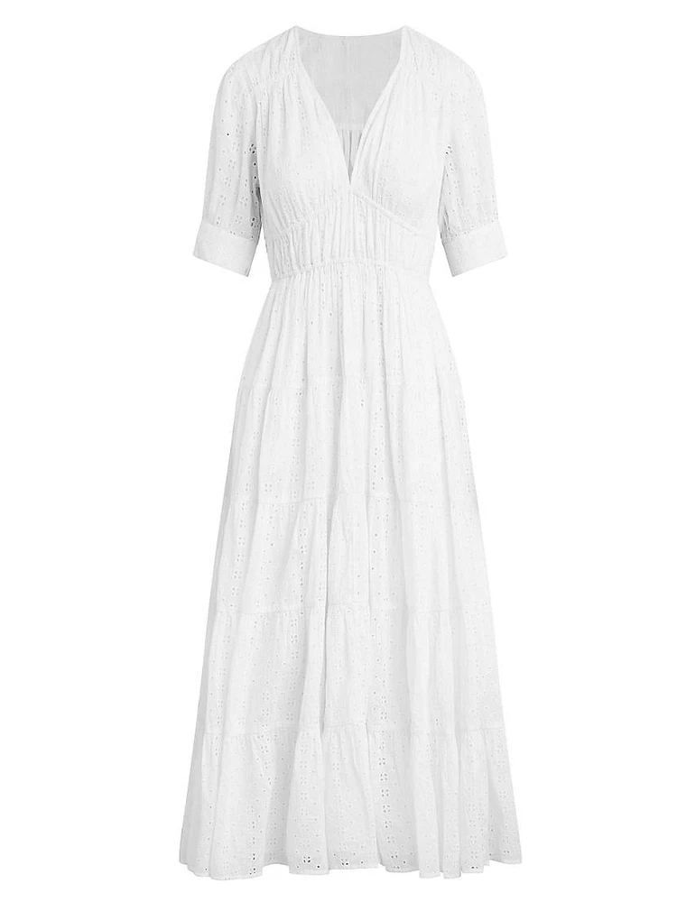 Illana Broderie Tiered Maxi Dress