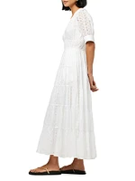 Illana Broderie Tiered Maxi Dress