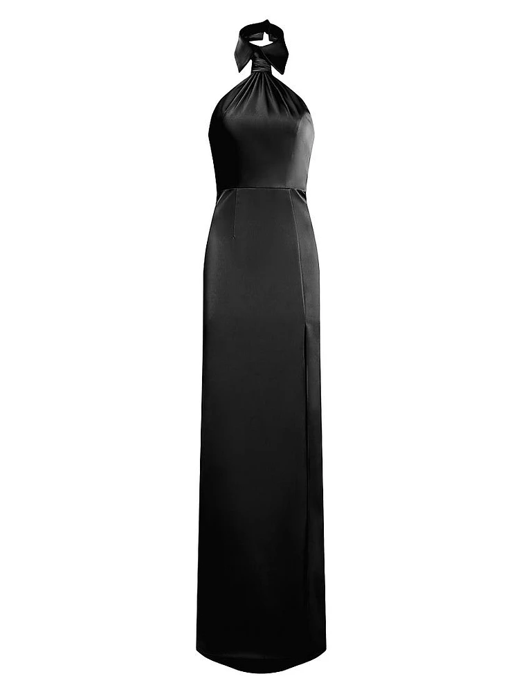 Gemi Satin Halterneck Gown