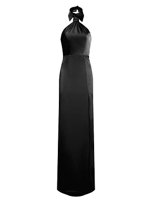 Gemi Satin Halterneck Gown