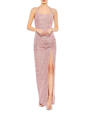 Ieena Sequined Knotted Gown