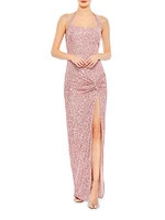 Ieena Sequined Knotted Gown