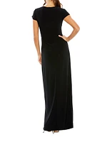 Ieena Beaded Cap-Sleeve Gown