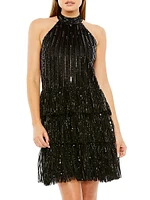 Tiered Sequined Minidress