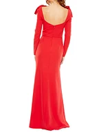 Ieena Bow-Embellished Gown