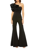 One-Shoulder Flared Ruffled Jumpsuit