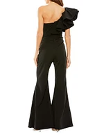 One-Shoulder Flared Ruffled Jumpsuit