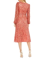 Sequin Surplice Midi-Dress