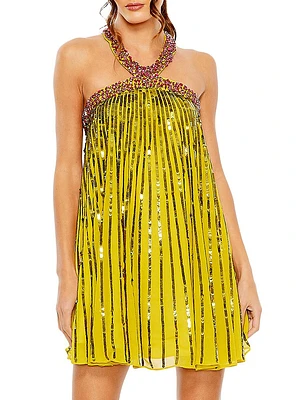 Sequin Halter Trapeze Minidress