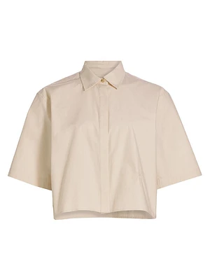 Cotton-Poplin Crop Shirt