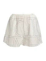 Monogrammed Cotton Straight-Leg Shorts