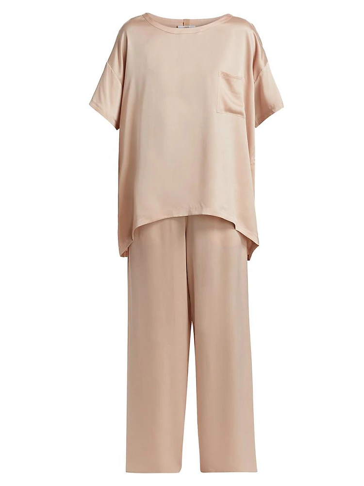 Washable Silk Shirt & Pants Pajamas