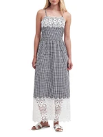 Glamis Seersucker & Lace Maxi Dress