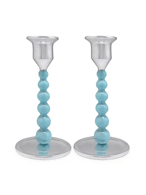 String of Pearls 2-Piece Candlestick Set