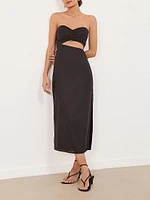 Sonny Linen-Blend Strapless Midi-Dress