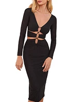 Luna Beaded Cut-Out Midi-Dress