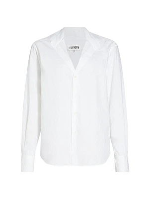 Cotton Poplin Button-Up Shirt