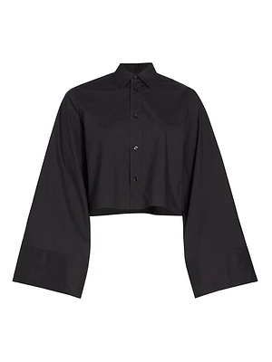 Cotton Poplin Bell-Sleeve Shirt