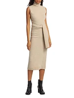 Wool-Blend Tie-Waist Turtleneck Midi-Dress