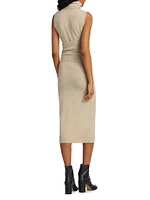 Wool-Blend Tie-Waist Turtleneck Midi-Dress