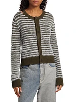 Contrast-Striped Wool-Blend Cardigan