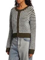 Contrast-Striped Wool-Blend Cardigan