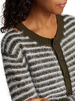 Contrast-Striped Wool-Blend Cardigan