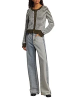 Contrast-Striped Wool-Blend Cardigan