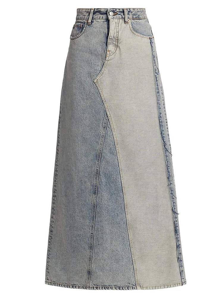 A-Line Denim Maxi Skirt