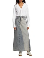 A-Line Denim Maxi Skirt