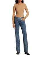 Crinkled Low-Rise Slim Flared Jeans