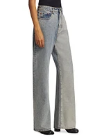 Contrast-Panel High-Rise Wide-Leg Jeans