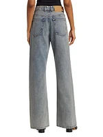 Contrast-Panel High-Rise Wide-Leg Jeans