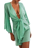 Solid Perola Tie-Waist Cover-Up