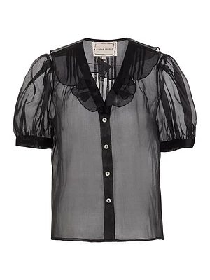 Odette Sheer Silk Button-Front Shirt