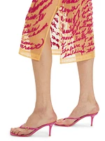 Cheever Cursive Embroidered Sheer Midi-Skirt