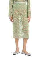 Cheever Cursive Embroidered Sheer Midi-Skirt