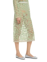 Cheever Cursive Embroidered Sheer Midi-Skirt