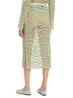 Cheever Cursive Embroidered Sheer Midi-Skirt