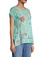 Katie Floral Embroidered Cotton T-Shirt