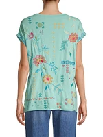 Katie Floral Embroidered Cotton T-Shirt