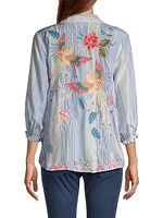 Emika Floral Embroidered Silk Shirt