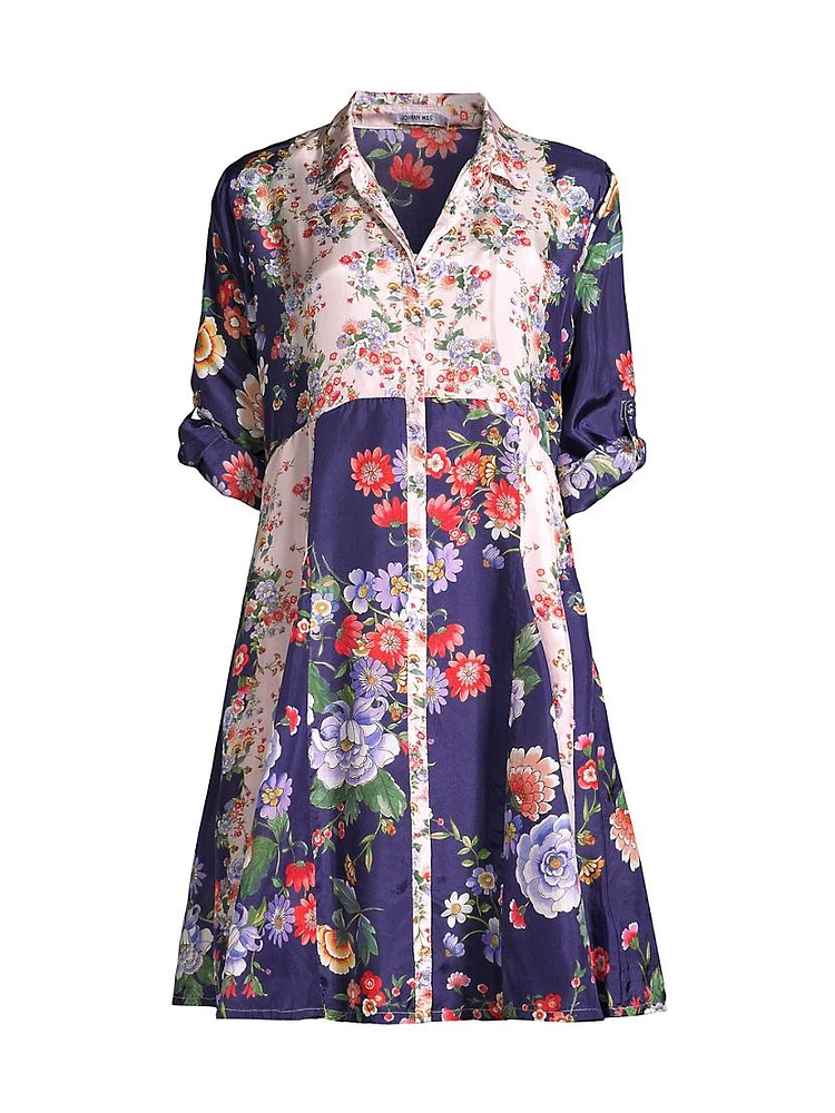 Elsa Fortuna Patchwork Silk Dress