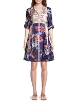 Elsa Fortuna Patchwork Silk Dress