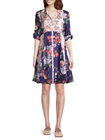 Elsa Fortuna Patchwork Silk Dress